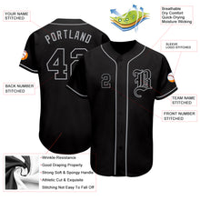 Load image into Gallery viewer, Custom Black Black-Gray Authentic Baseball Jersey