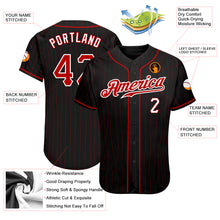 Load image into Gallery viewer, Custom Black Red Pinstripe Red-White Authentic Baseball Jersey