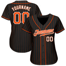 Load image into Gallery viewer, Custom Black Orange Pinstripe Orange-White Authentic Baseball Jersey
