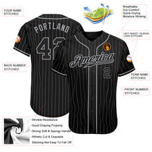 Load image into Gallery viewer, Custom Black Gray Pinstripe Black-Gray Authentic Baseball Jersey