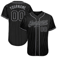 Load image into Gallery viewer, Custom Black Gray Pinstripe Black-Gray Authentic Baseball Jersey