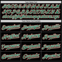 Load image into Gallery viewer, Custom Black Kelly Green Pinstripe Kelly Green-Red Authentic Baseball Jersey
