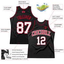 Load image into Gallery viewer, Custom Black White-Red Authentic Throwback Basketball Jersey