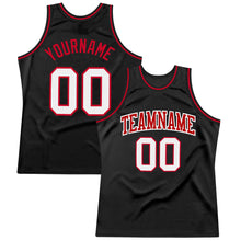 Load image into Gallery viewer, Custom Black White-Red Authentic Throwback Basketball Jersey