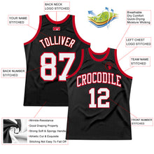 Load image into Gallery viewer, Custom Black White-Red Authentic Throwback Basketball Jersey
