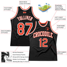 Load image into Gallery viewer, Custom Black Orange-White Authentic Throwback Basketball Jersey