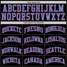 Load image into Gallery viewer, Custom Black Light Blue-Pink Authentic Throwback Basketball Jersey