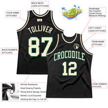 Load image into Gallery viewer, Custom Black Cream-Green Authentic Throwback Basketball Jersey