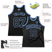 Load image into Gallery viewer, Custom Black Black-Light Blue Authentic Throwback Basketball Jersey