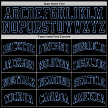 Load image into Gallery viewer, Custom Black Black-Light Blue Authentic Throwback Basketball Jersey