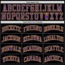 Load image into Gallery viewer, Custom Black Purple-Gold Authentic Throwback Basketball Jersey