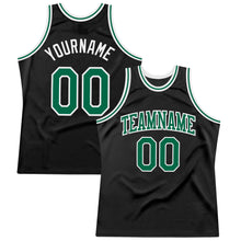 Load image into Gallery viewer, Custom Black Kelly Green-White Authentic Throwback Basketball Jersey