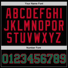 Load image into Gallery viewer, Custom Black Kelly Green-Red Authentic Throwback Basketball Jersey