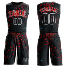 Load image into Gallery viewer, Custom Black Black-Red Round Neck Sublimation Basketball Suit Jersey