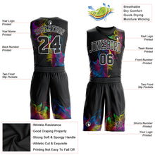 Load image into Gallery viewer, Custom Black Black-White Round Neck Sublimation Basketball Suit Jersey