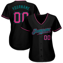Load image into Gallery viewer, Custom Black Pink-Teal Authentic Baseball Jersey