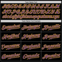 Load image into Gallery viewer, Custom Black Purple-Gold Authentic Baseball Jersey