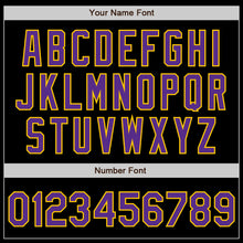 Load image into Gallery viewer, Custom Black Purple-Gold Authentic Baseball Jersey