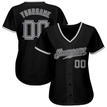 Load image into Gallery viewer, Custom Black Gray-White Authentic Baseball Jersey