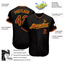 Load image into Gallery viewer, Custom Black Crimson-Gold Authentic Baseball Jersey