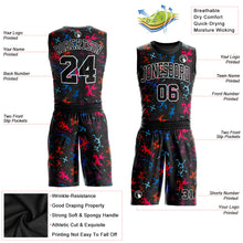 Load image into Gallery viewer, Custom Black Black-Light Blue Round Neck Sublimation Basketball Suit Jersey