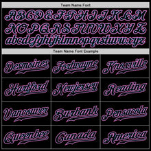 Load image into Gallery viewer, Custom Black Black Light Blue Pink-White Authentic Baseball Jersey