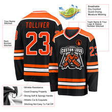 Load image into Gallery viewer, Custom Black Orange-White Hockey Jersey