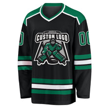Load image into Gallery viewer, Custom Black Kelly Green-White Hockey Jersey