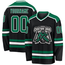 Load image into Gallery viewer, Custom Black Kelly Green-White Hockey Jersey