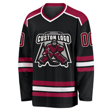 Load image into Gallery viewer, Custom Black Maroon-White Hockey Jersey