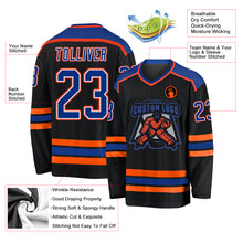 Load image into Gallery viewer, Custom Black Royal White-Orange Hockey Jersey