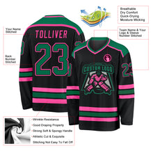Load image into Gallery viewer, Custom Black Kelly Green-Pink Hockey Jersey