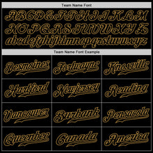 Load image into Gallery viewer, Custom Black Old Gold Pinstripe Red-Old Gold Authentic Baseball Jersey