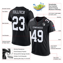 Load image into Gallery viewer, Custom Black White Mesh Authentic Football Jersey