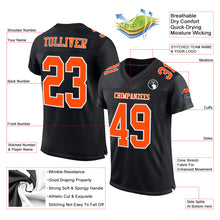 Load image into Gallery viewer, Custom Black Orange-White Mesh Authentic Football Jersey