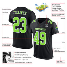 Load image into Gallery viewer, Custom Black Neon Green-White Mesh Authentic Football Jersey