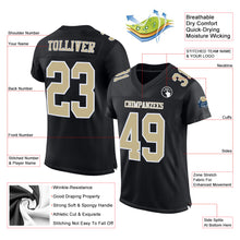 Load image into Gallery viewer, Custom Black Vegas Gold-White Mesh Authentic Football Jersey