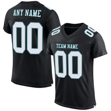 Load image into Gallery viewer, Custom Black White Gray-Midnight Green Mesh Authentic Football Jersey