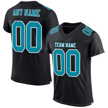 Load image into Gallery viewer, Custom Black Teal-White Mesh Authentic Football Jersey