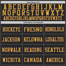 Load image into Gallery viewer, Custom Black Purple-Gold Mesh Authentic Football Jersey