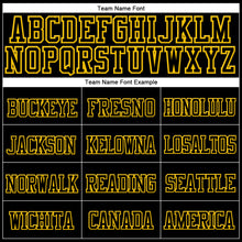 Load image into Gallery viewer, Custom Black Black-Gold Stitched Cuffed Knit Hat