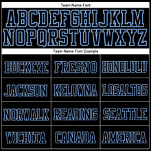 Load image into Gallery viewer, Custom Black Black-Light Blue Stitched Cuffed Knit Hat