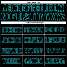 Load image into Gallery viewer, Custom Black Black-Aqua Stitched Cuffed Knit Hat