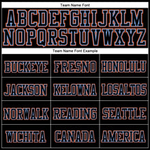 Load image into Gallery viewer, Custom Black Black Light Blue-Orange Stitched Cuffed Knit Hat