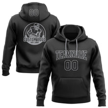 Load image into Gallery viewer, Custom Stitched Black Black-Gray Football Pullover Sweatshirt Hoodie