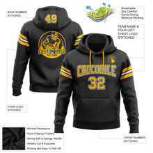 Load image into Gallery viewer, Custom Stitched Black Gold-White Football Pullover Sweatshirt Hoodie