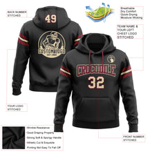 Load image into Gallery viewer, Custom Stitched Black Cream-Crimson Football Pullover Sweatshirt Hoodie