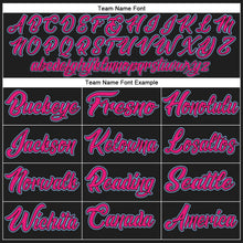 Load image into Gallery viewer, Custom Black Light Blue-Hot Pink Authentic Baseball Jersey