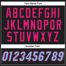 Load image into Gallery viewer, Custom Black Light Blue-Hot Pink Authentic Baseball Jersey