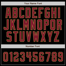 Load image into Gallery viewer, Custom Black Old Gold Pinstripe Crimson-Old Gold Authentic Baseball Jersey